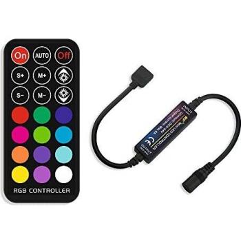Mini Controlador RF 2,4 GHz para Fita LED RGB com Comando