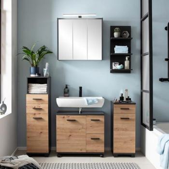 Lomadox Badmöbel Set PROVIDENCE-80 mit LED-Spiegelschrank