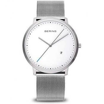 Unisex Bering Black Leather Strap Classic Watch