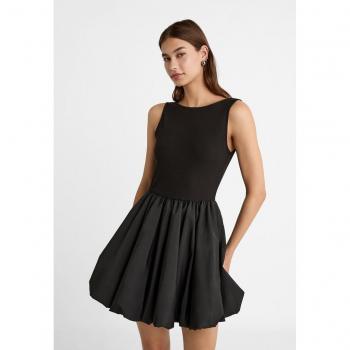 Stradivarius Short Black Dress with Contrast L