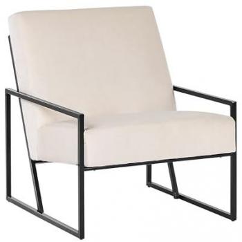 Poltrona Soggiorno Velluto Beige 83L x 69L x 83H con Struttura Nera