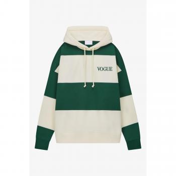 Hoodie VOGUE M rayas anchas verde y crema