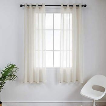 CUCRAF Sheer Linen Look Voile Window Curtain, Eyelet Top, 2 Panels