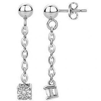 Boucles d'oreilles scintillantes en argent et diamants