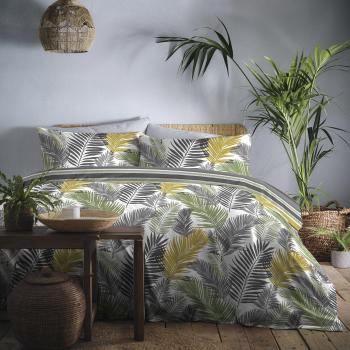 Copripiumino facile da pulire, motivo tropicale, 3 pezzi, color ocra