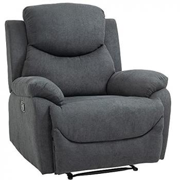 HOMCOM Relaxsessel Einzelsofa, Liege 150°, neigbarer Liegesessel für Wohnzimmer, Dunkelgrau