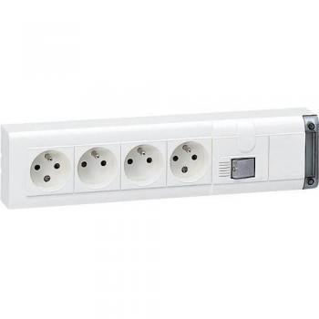 Bloc Multiprise Legrand Fixable 4 Prises avec Interrupteur Bipolaire et Indicateur de Voyant, 2P+T