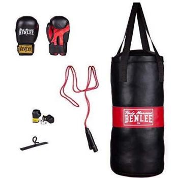 Set da Boxe Benlee Punchy per Bambini Nero/Rosso con Sacco e Guantoni