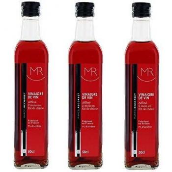 Lot de 3 Bouteilles de Vinaigre de Vin Rouge
