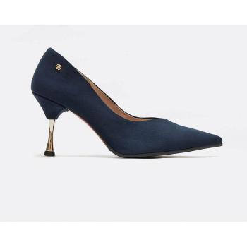 Zapatos de Tacón Cuplé en Textil Azul