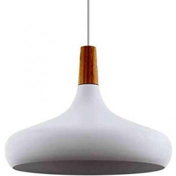 Lampada a sospensione in acciaio e legno Eglo