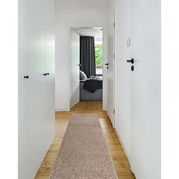 Tappeto Shaggy per Soggiorno e Cucina Beige 80x250 cm