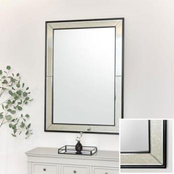 Large Black Antique Glass Framed Wall Mirror