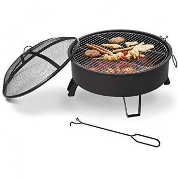 Brasero exterior 76 cm con función de calefacción y tapa de malla