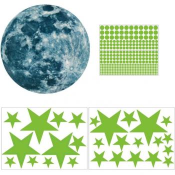 435pcs Moon and Stars Glow-in-the-Dark Wall Decor for Living Room