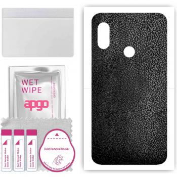 Capa Protectora Trasera APGO en patrón cuero negro para Xiaomi Mi A2 Lite (Redmi 6 Pro) – Película y foil con vinilo