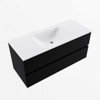 Vica 110 cm Urban: Mueble de Baño + Lavabo Cloud Centro, 2 Cajones (Talc/Black)