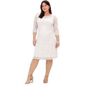 Spitzenkleid SHEEGO für Damen, knielang, offwhite, Gr. 58