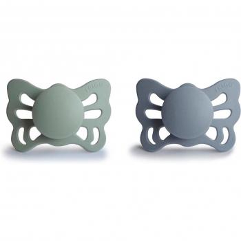 Chupeta Borboleta Frigg Silicone Sage e Cinza 0-6M