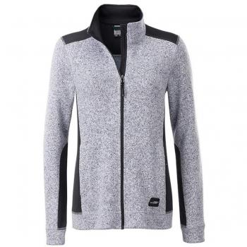 Knitted Workwear Fleece Jacket for Ladies by James and Nicholson (White Melange/Carbon, XS)