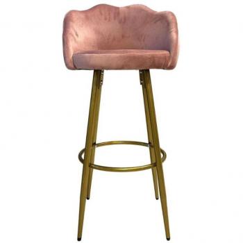 Sgabello Orel en rosa con patas doradas opacas