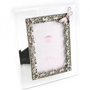 Elegant Pink Silk Dragonfly Frame