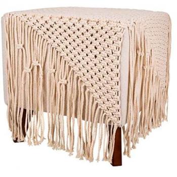 ALEXANDRA HOUSE Puff de algodón trenzado color crema 45x45x45