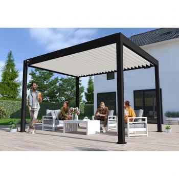 Ombréa® Pergola Nera 3x4M Autoportante con Lamelle Bianco