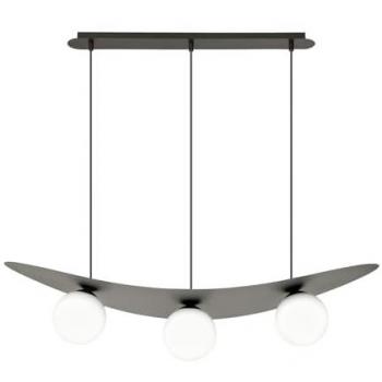 NeoSfera 3‑Luce – Acciaio Nero con Vetro Bianco, stile moderno Dagda