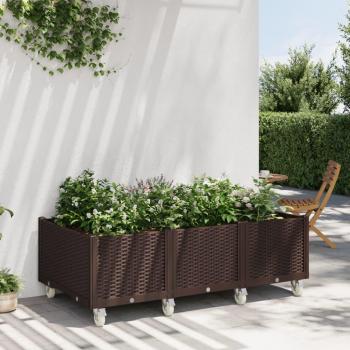 Contenedor de jardín con ruedas PP 150x80x54 cm, tono marrón