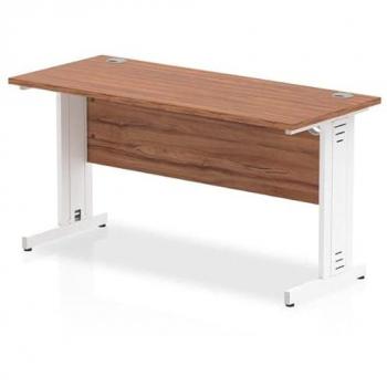 Dynamic Impulse 1400/600 Rectangle White Cable Managed Leg Desk Walnut