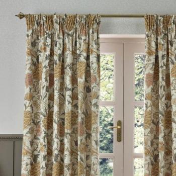 Morris & Co. Cray Chenille Pencil Pleat Curtain Set – Stone Finish