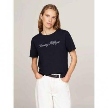 Tommy Hilfiger Navy Crew Neck T-Shirt (XL, Female)