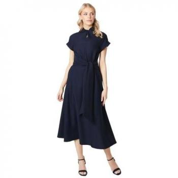 Tailliertes Midikleid für Damen mit schickem Twist-Hals