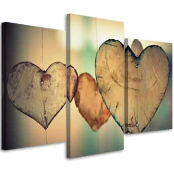 Canvas Cuore e Legno Retro 60x40 Marrone