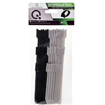 Black/Grey Velcro Cable Tie Assortment, Pack of 30