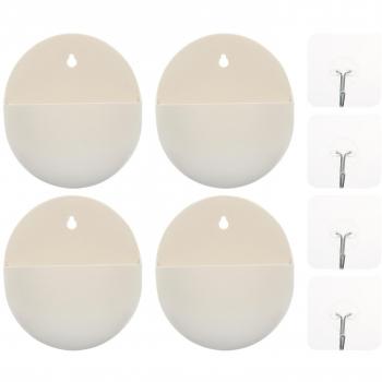 Pots muraux de jardin blanc – Pack de 4 jardinières d’extérieur arrondies