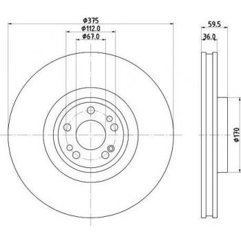 Disque frein HELLA 8DD 355 135‑201 (ventilé intérieur)