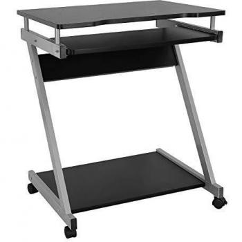 VASAGLE Writing Desk with Z-shaped Configuration and Movable Keyboard Shelf, 4-Wheeled for Easy Movement, Effortless Assembly, Perfect for Home Offices in Compact Spaces, Black, Product Code LCD811B