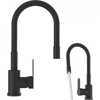 Robinet de cuisine Grado noir à bec flexible