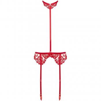 Bluebella Samara Sheer Red Suspender Set