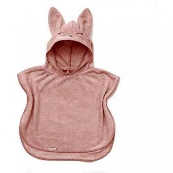 Poncho accappatoio in spugna rosata per bambini 2-4 anni