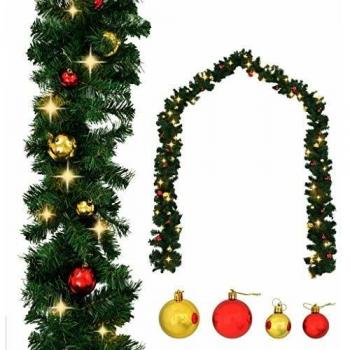 LED Lights Christmas Garland 20m with Baubles and VidaXL Decoration