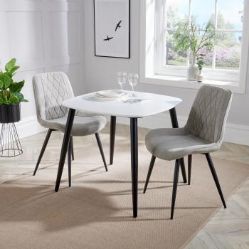 Tapered Leg Aspen Square Dining Table & 2 Fabric Chairs