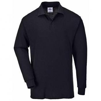 Portwest Men's Genoa Long Sleeve Polo Shirt Black S