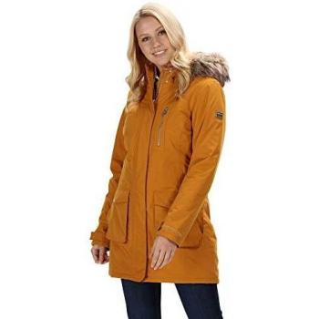 Chaqueta de Parka Regatta Serleena, Aislamiento Térmico y Capucha de Piel Sintética, Mujer, Gold Cumin, 10
