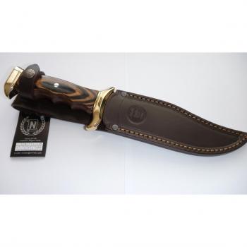 Cuchillo Alpina 8502 de 21 cm con Hoja de Acero 11 cm, Mango Madera Stamina/Zamak, Funda Piel Premium
