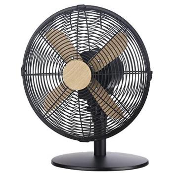 Desk Fan 12' Black Scandi Wood Effect
