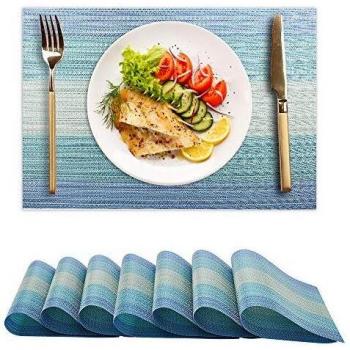 ZhengYue 6-Piece Set of Heat Resistant Placemats, Washable Vinyl PVC Dining Table Mats, Coasters for Outdoor Use