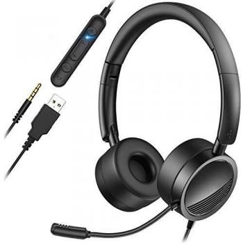 YIKANWEN Dual‑Jack Headset – USB + 3,5 mm Schnittstelle für Business‑Chat